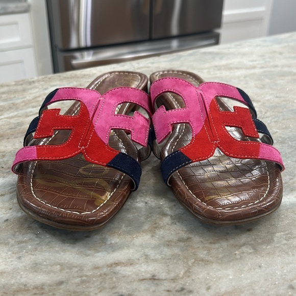 Sam Edelman sandal women’s navy/red/pink slip on like new size 10.5M - Picture 3 of 11